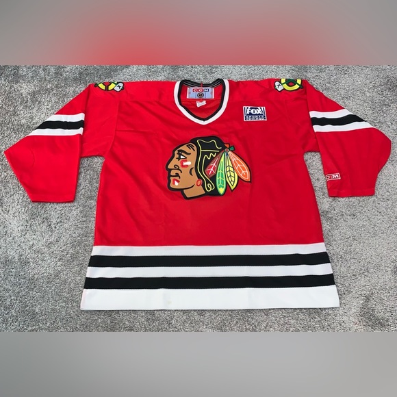 hot center ice authentic vintage chicago blackhawks hockey jersey
